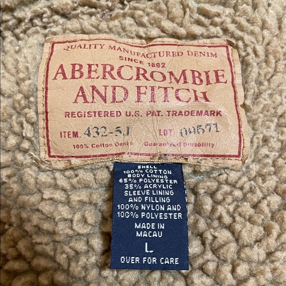 Vintage Abercrombie & Fitch Men’s Sherpa Lined Trucker Denim Jean Jacket Large - Picture 7 of 10